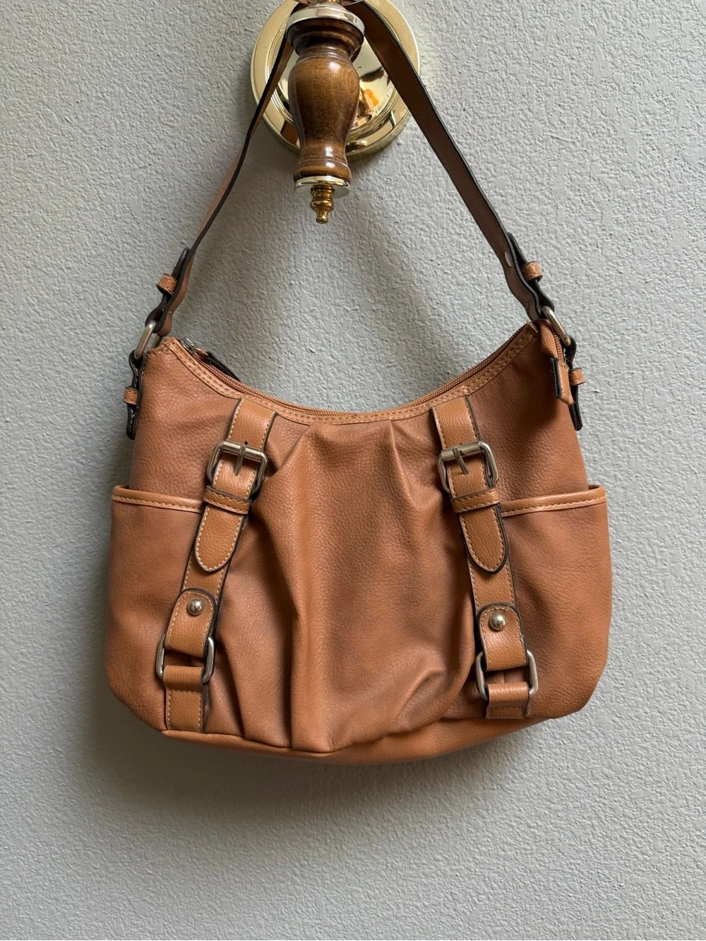 croft & barrow Cognac Pebbled Hobo Shoulder Bag
